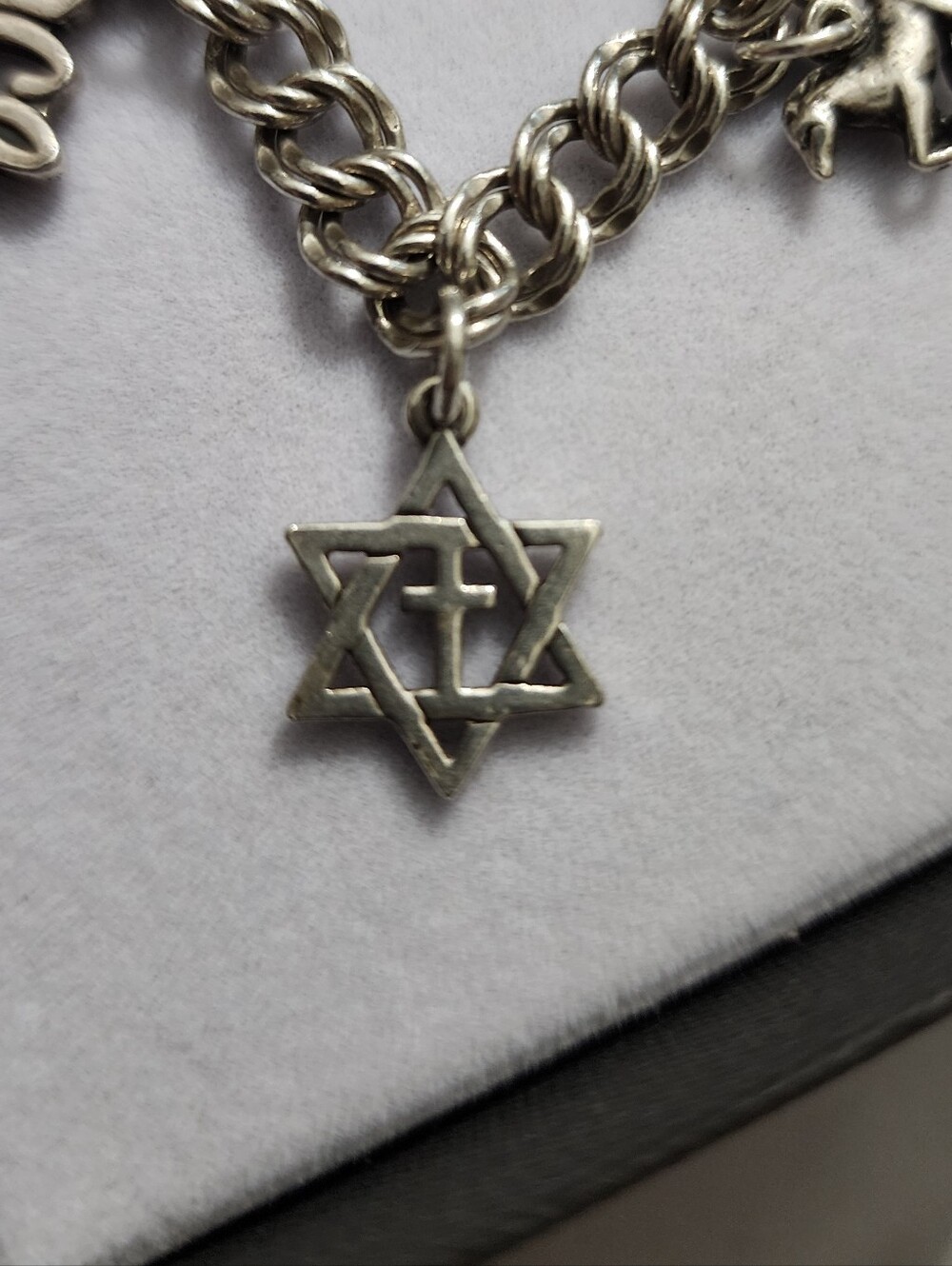 James Avery Silver Star Of David and Cross Charm